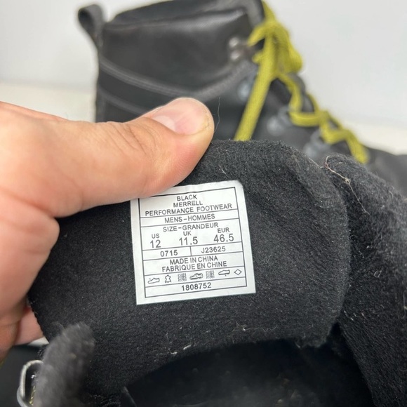 Merrell Men's Turku Trek Waterproof Black Nubuck Leather Boots Size 12 - Picture 2 of 7